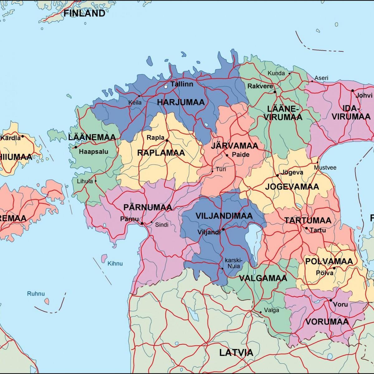 harta Estoniei politice