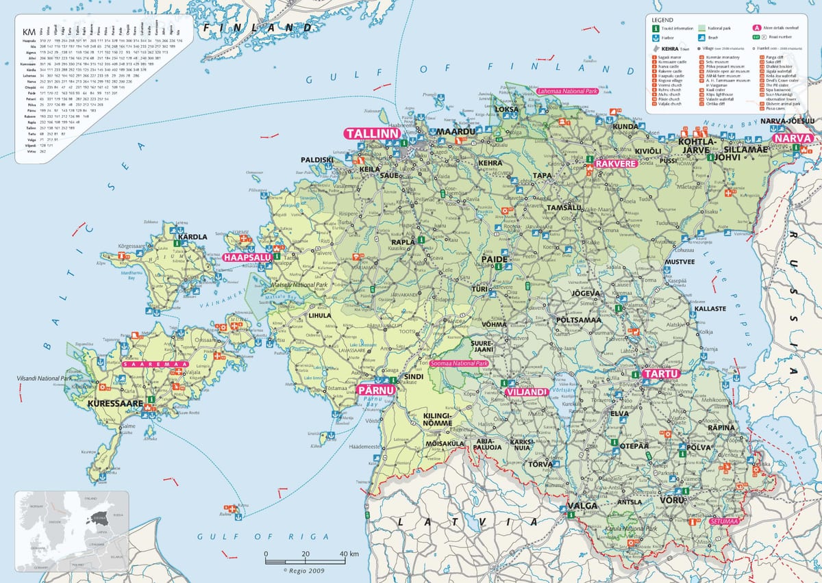 harta turistică Estonia